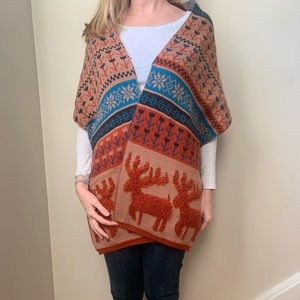 Nordic Large Embellished Fair Isle Knit Cozy Scarf Women’s Onesize